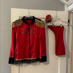 Red Circus Ringmaster or Band  Dance Costume with Gold Accents, Size L